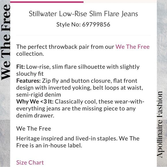 We The Free Stillwater Lowrise Women's Blue Jeans Size 29 NWT - Picture 9 of 9
